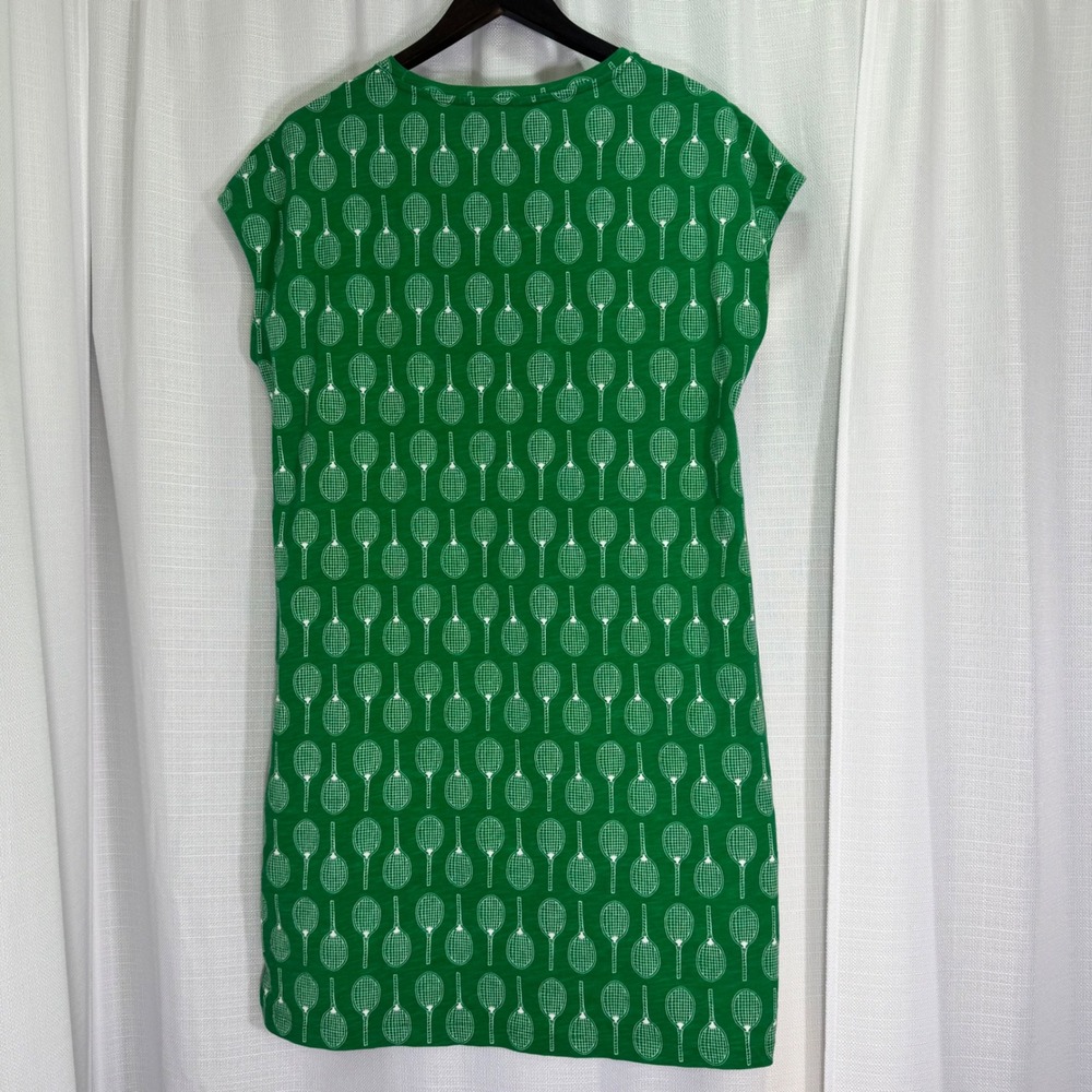 Boden Women Green Tennis Racket Print 100% Cotton Slub Shift Dress US 14 - Picture 8 of 14